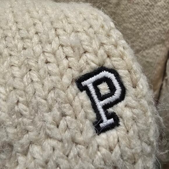 Victoria's Secret PINK cream chunky knit long sleep crewneck sweater large - Picture 10 of 13